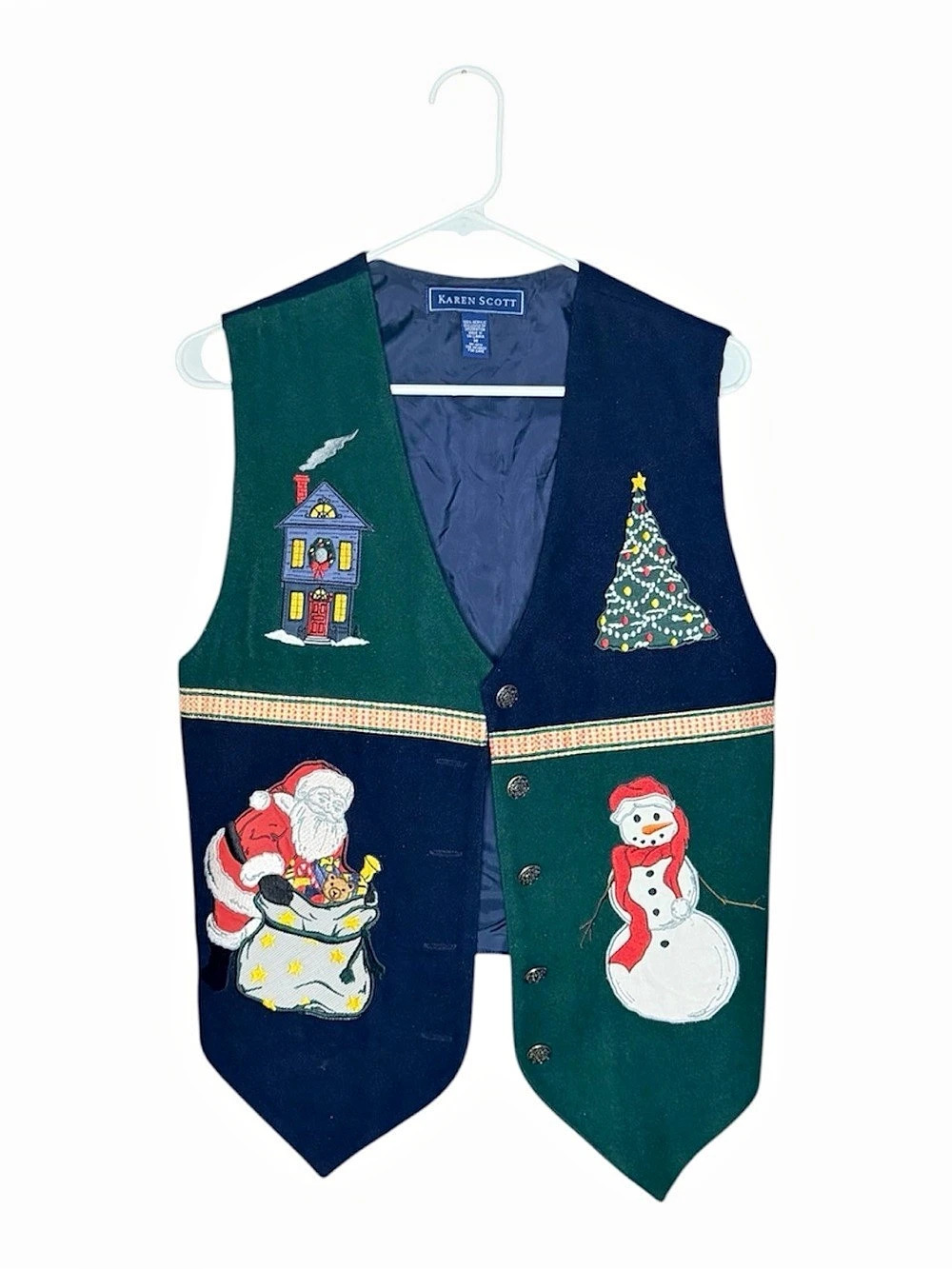 Karen Scott Christmas Holiday Embroidered Vest | Size M | Ugly Christmas Sweater